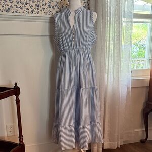 Blue Striped Sleeveless Dress